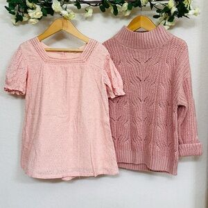 2 Piece Lot of Jessica Simpson Eyelet Blouse and Oshkosh Open Knit Sweater